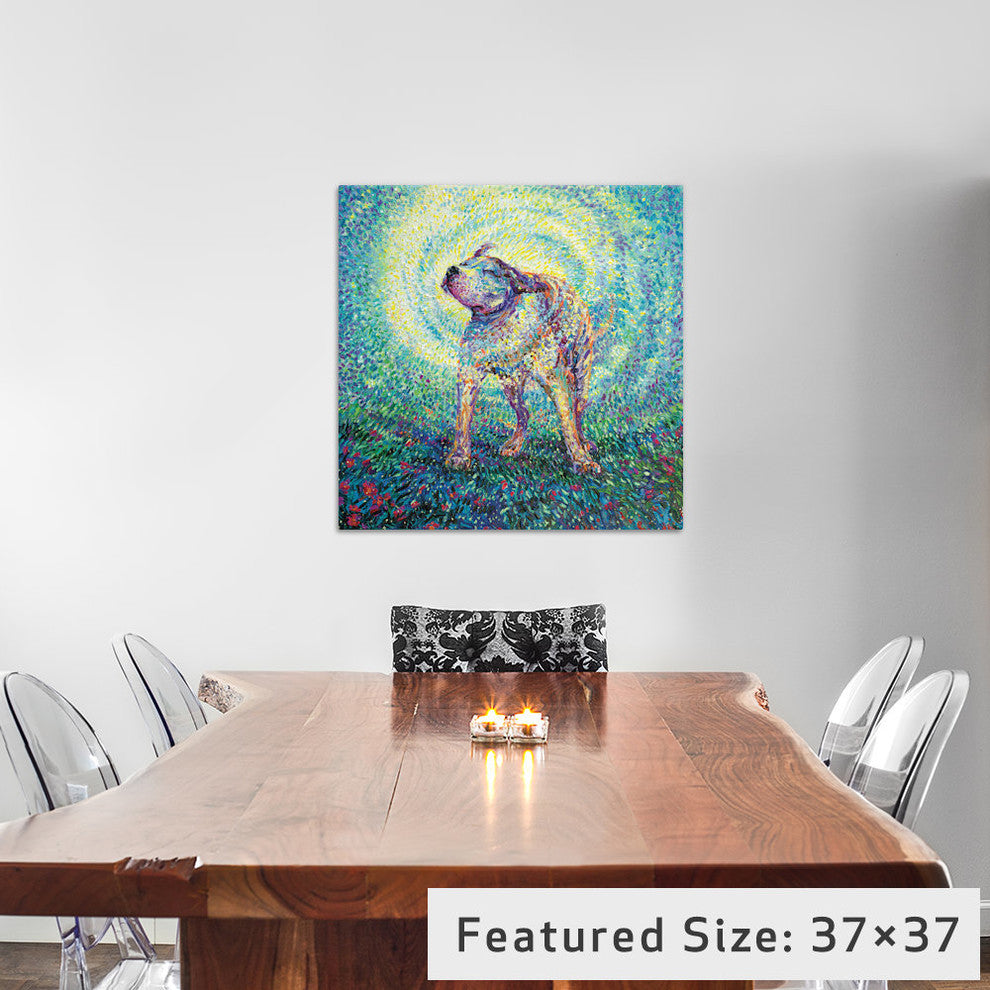"Pitbull Shake Gallery" by Iris Scott, 26"x26"x1.5"