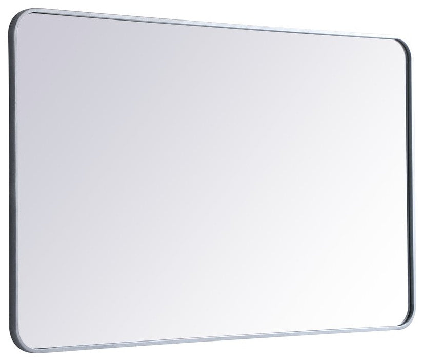 Ellis Soft Corner Metal Rectangular Mirror, Silver, 30"x48"