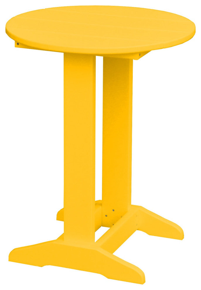 Poly Lumber Balcony Side Table, Lemon Yellow, Round