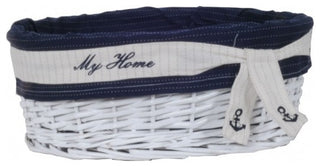 14.5" X 20" X 23" Whiteblueovalwillow Basket Set Of 5