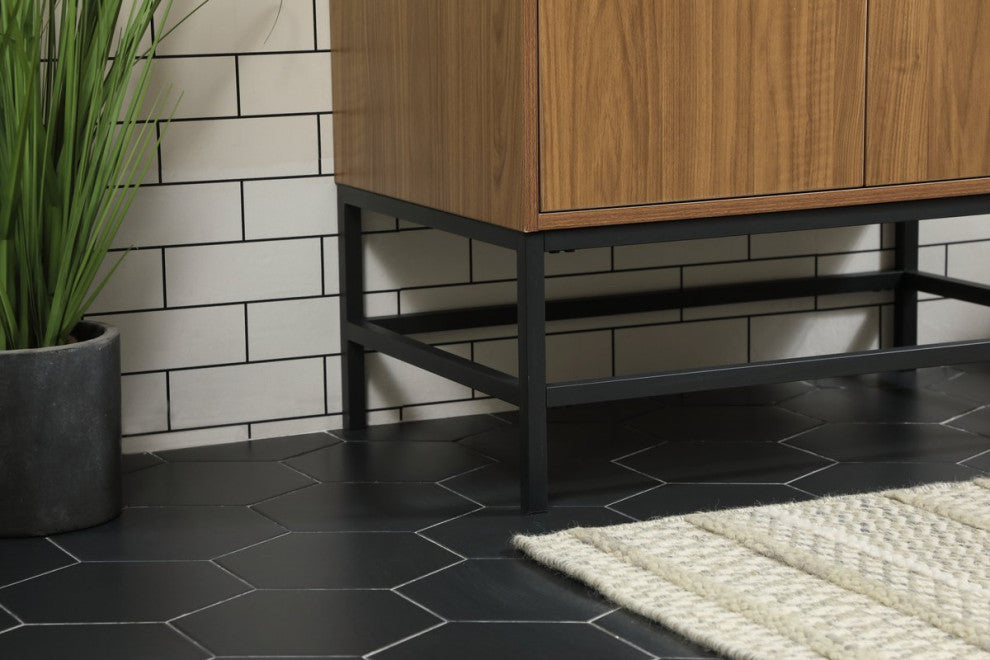 Home Living 19" Modern Walnut Brown-Light Bathroom Vanity