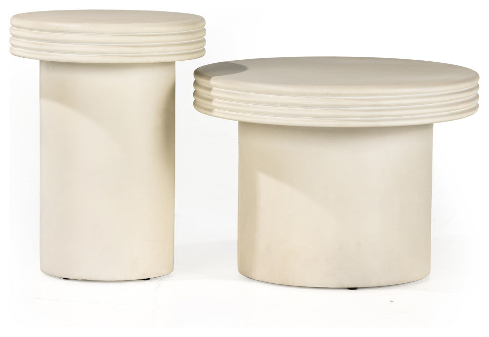 Grecia Outdoor End Table Set-White