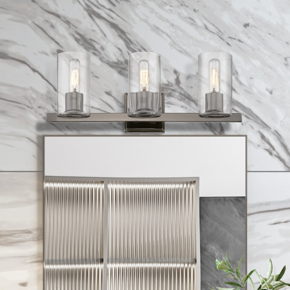 Clarion 3 Light Black Chrome Vanity Sconce