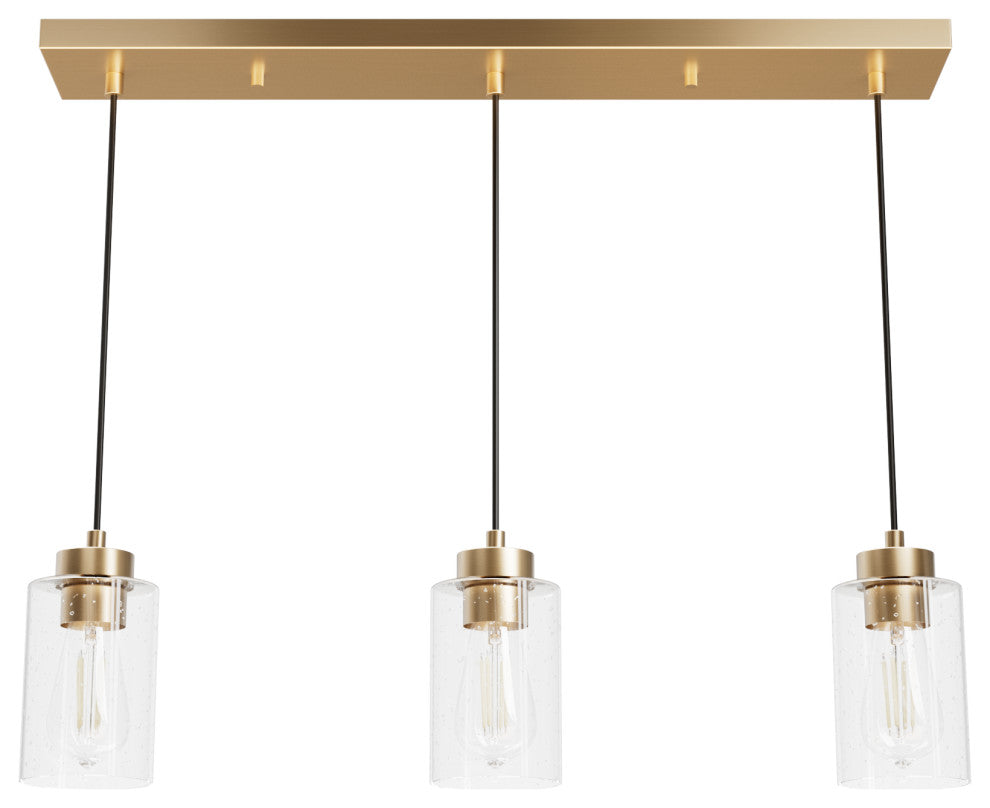 Hartland Alturas Gold With Seeded Glass 3 Light Cluster Ceiling
