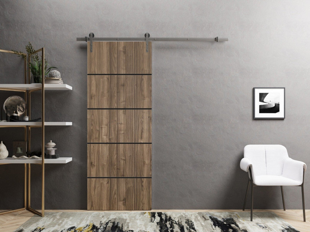 Sturdy Barn Door 42 x 96 | Planum 0015 Walnut with  | 8FT