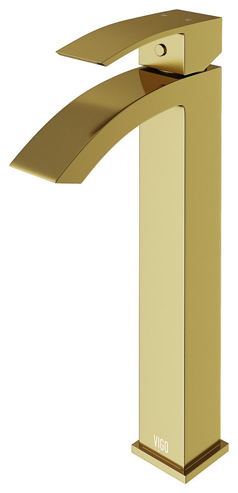 VIGO Duris 12" H Single Handle Single Hole Bathroom Vessel Faucet, Matte Brushed Gold