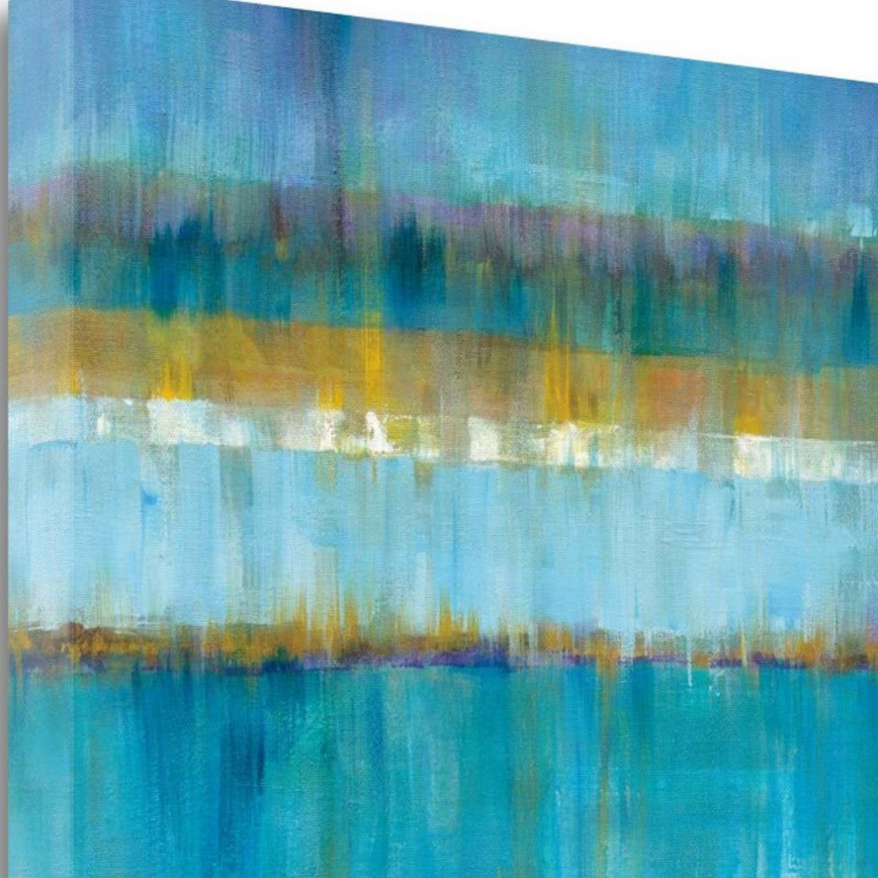 Blue and Yellow Abstract Stripes Giclee Wrap Canvas Wall Art
