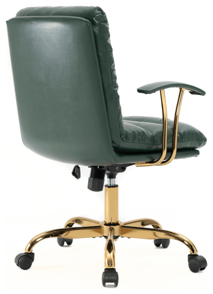 LeisureMod Regina Modern Leather Adjustable Conference Chair, Pine Green