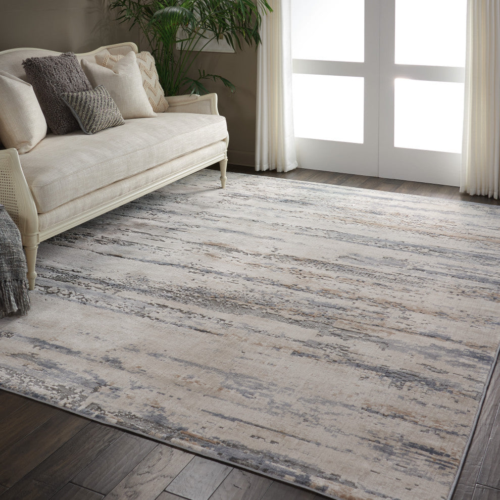 Nourison Rustic Textures 7'10" Round Beige/Grey Modern Indoor Area Rug