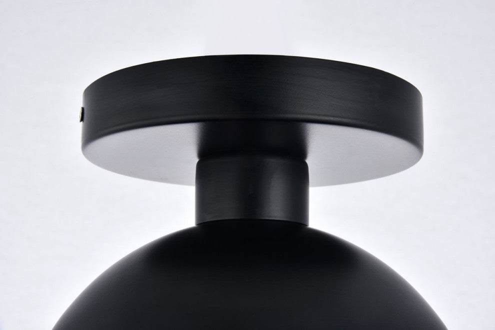 Midcentury Modern Black And Clear 1-Light <br>Flush Mount