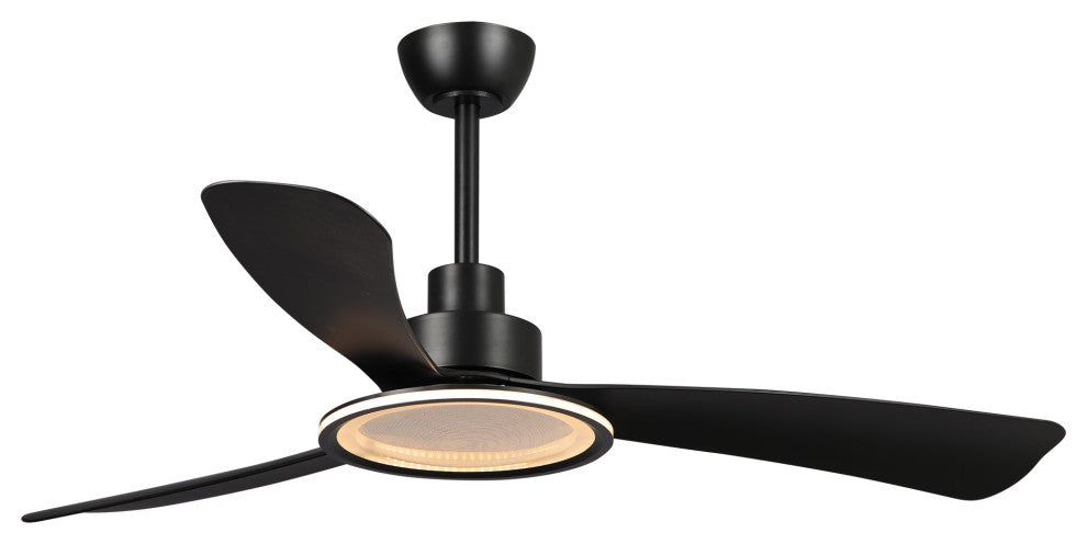 52 in.Modern Black LED Ceiling Fan with Light and Remote Control