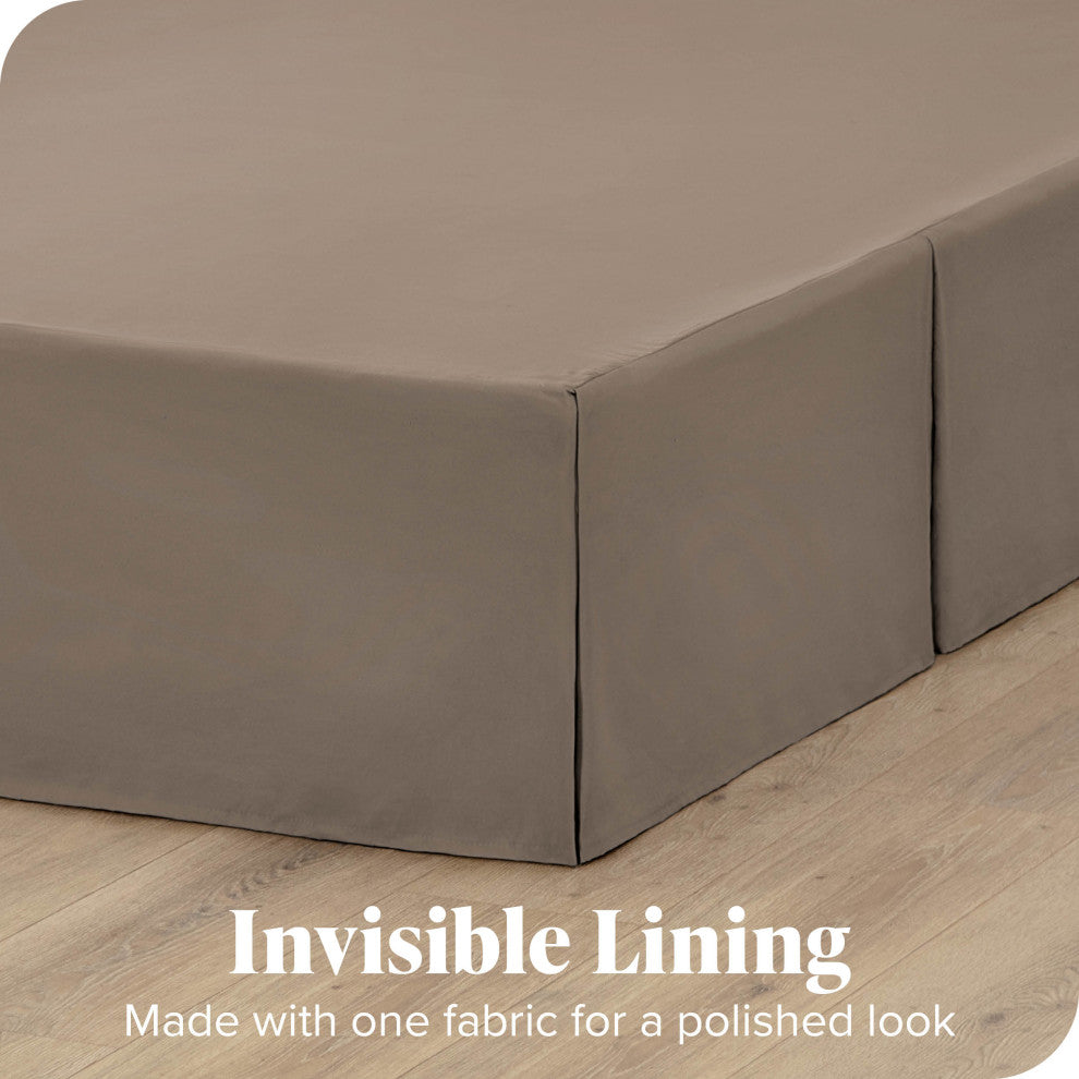 Bare Home Microfiber Bed Skirt , 15" Drop Length, Taupe, King