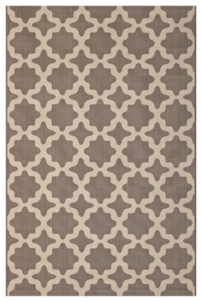 Area Rug Floor Carpet, Indoor Outdoor, Moroccan, Rectangular, 9x12, Beige
