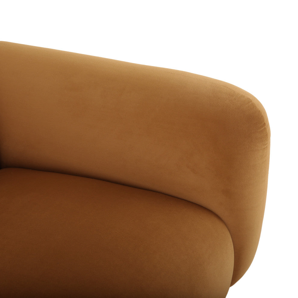 Sandee Contemporary Upholstered Loveseat, Turmeric/Matte Black, 100% Polyester + Birch