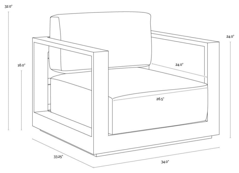 Tavira Armchair, Charcoal, Lanikai Salt And Pepper