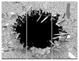 Abstract Broken Wall 3D Design, Abstract Canvas Wall Art, 36x28, 3 Panels