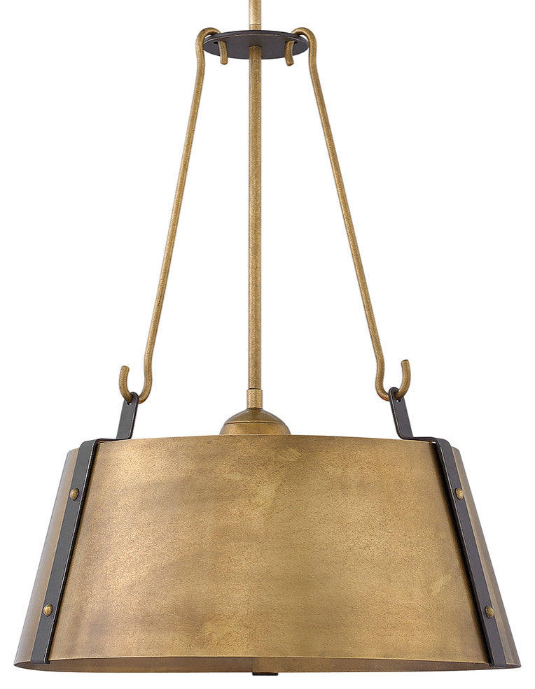 Hinkley Cartwright Large Drum Pendant, Rustic Brass
