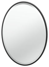 Flush Mount Framed Oval Wall Mirror, Matte Black, 27.5