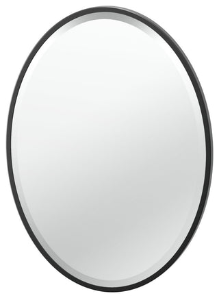Flush Mount Framed Oval Wall Mirror, Matte Black, 27.5