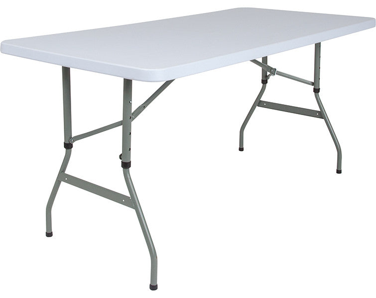 18.75"x29" Height Adjustable Granite White Plastic Folding Table