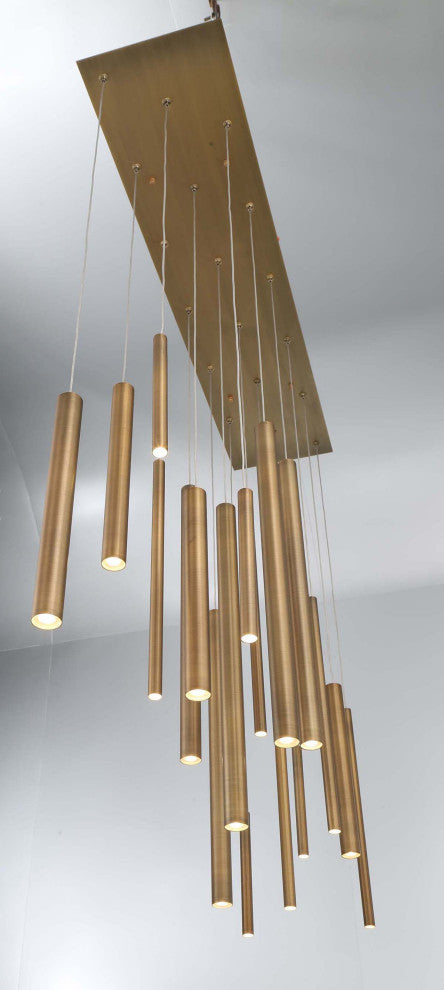 Santana Clustered Tubes 18 LED Chandelier, Triple Finish