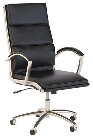 BFF High Back Contemporary Faux Leather Executive Office Chair in Black