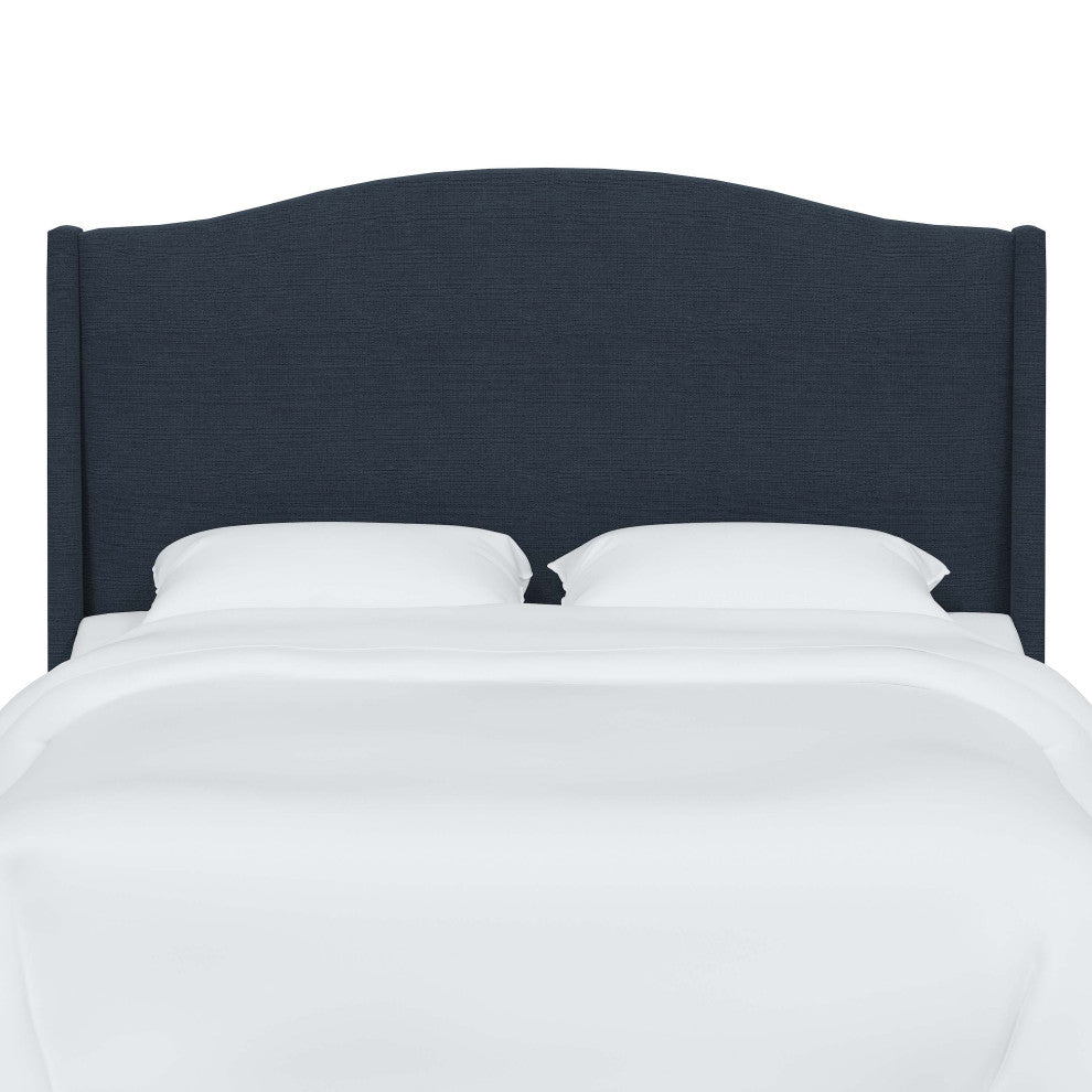 Camelback Wingback Headboard, Linen Navy, Twin