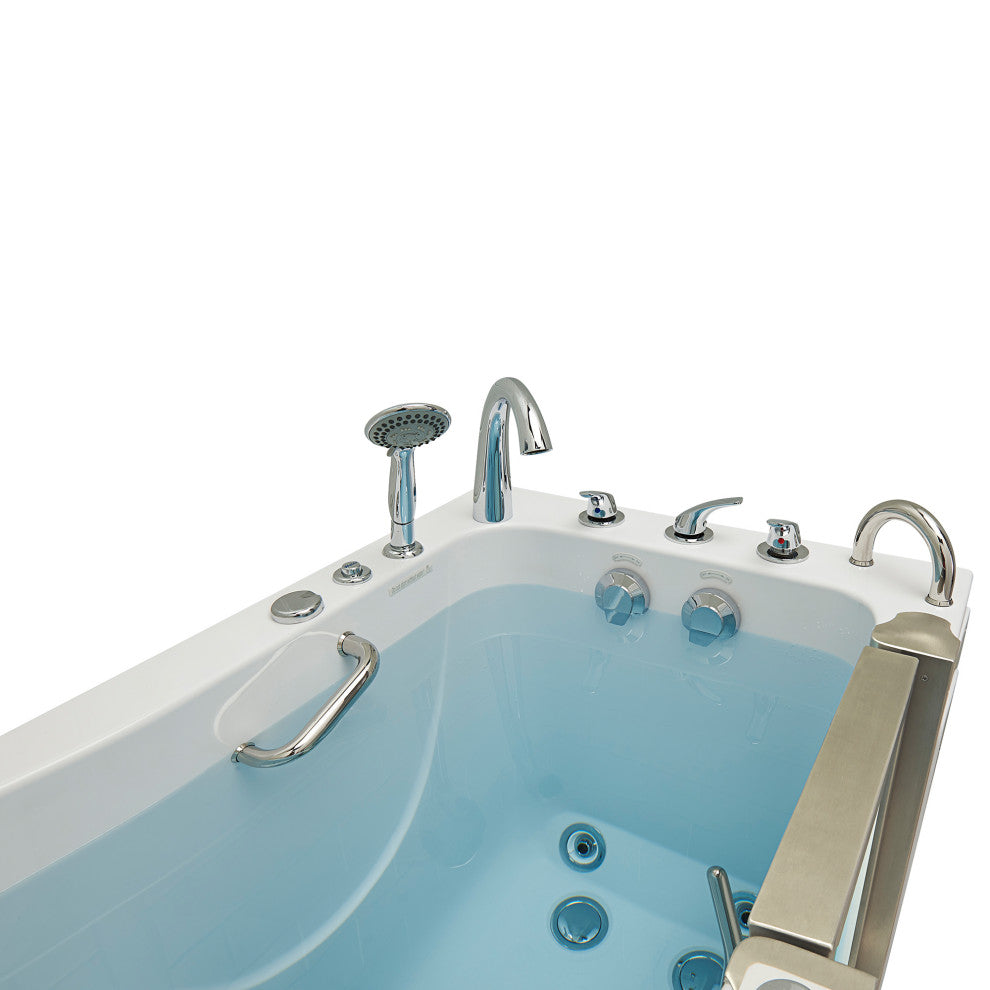 Ella Royal 32"x52" Acrylic Massage Walk-In Bathtub Inward Swing Door, Dual Drain