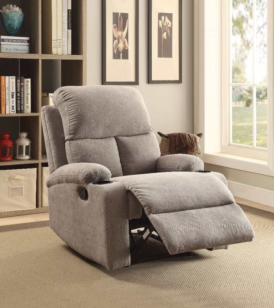 Benzara BM154336 Homely Arcadia Glider Recliner , Gray Linen