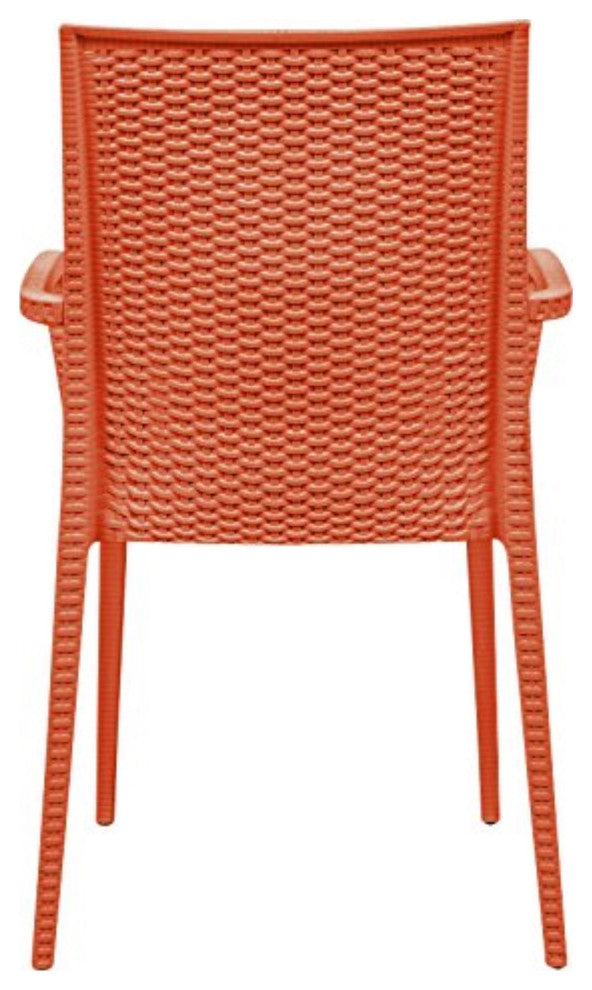 LeisureMod Weave Mace Indoor/Outdoor Chair With Arms, Set of 2