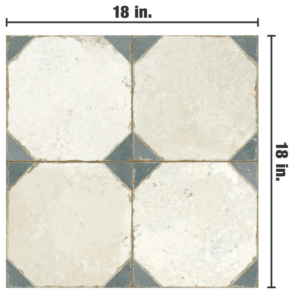 Kings Yard Blue Ceramic Floor and Wall Tile, Blue