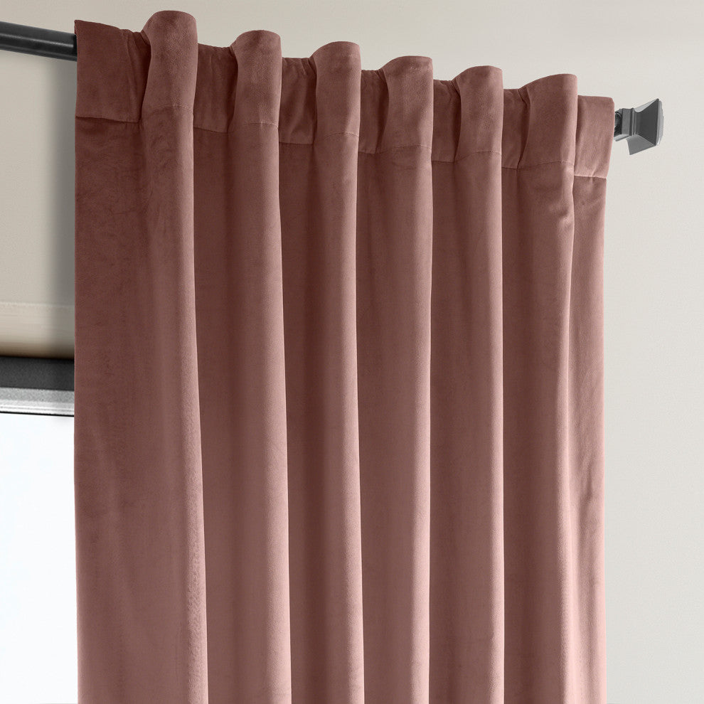 Heritage Plush Velvet Curtain Single Panel, Wild Rose, 50"x96"