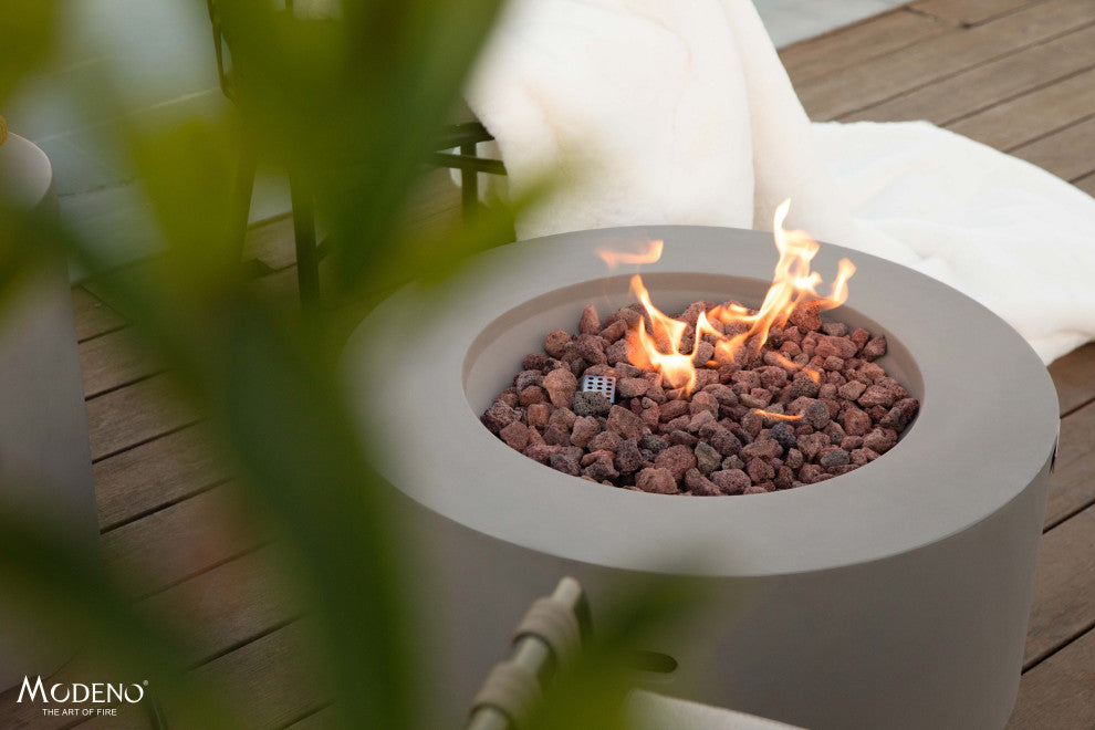 Waterford Round Gray Concrete 27" Natural Gas Fire Table by Modeno