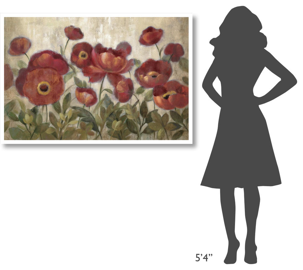 "Daydreaming Flowers Red" Digital Paper Print by Silvia Vassileva, 50"x34"