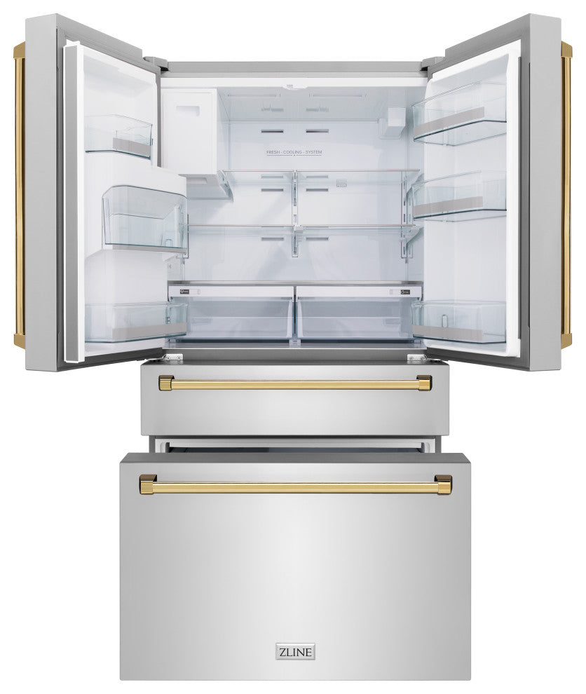 ZLINE 36" French Door Refrigerator With Water and Ice Dispenser RFMZ-W-36-G