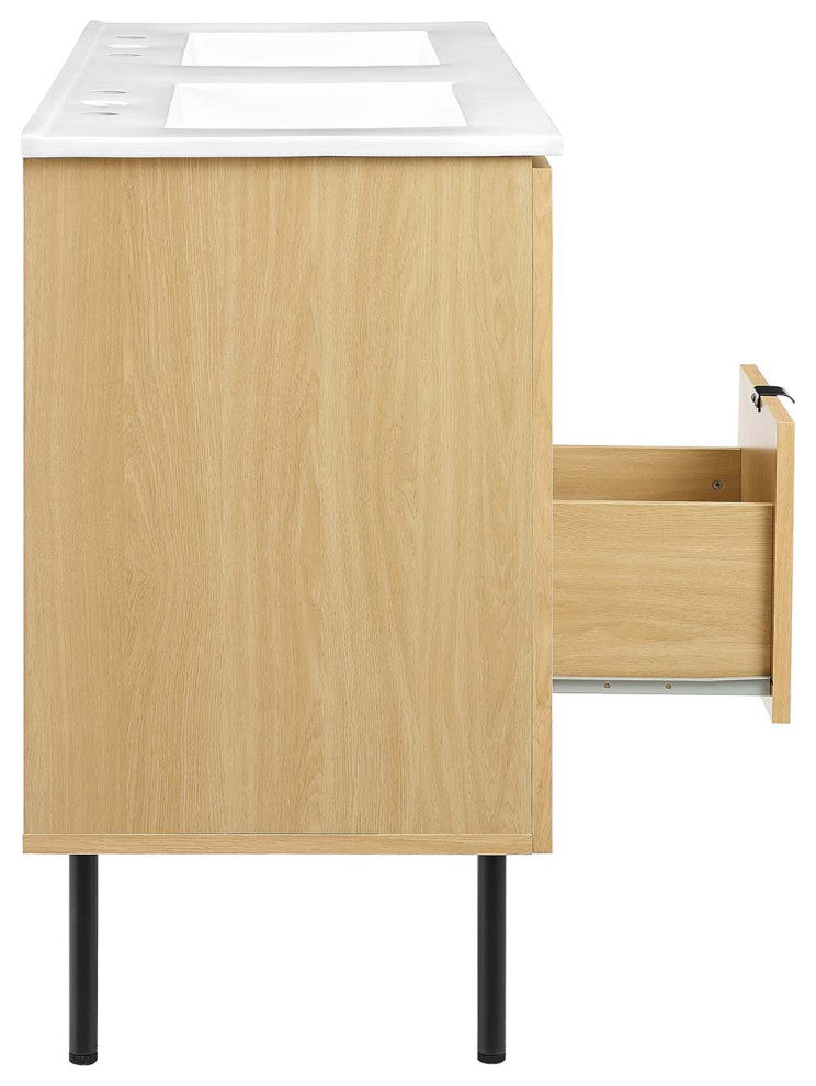 Chaucer 48" Double Sink Bathroom Vanity - Oak White