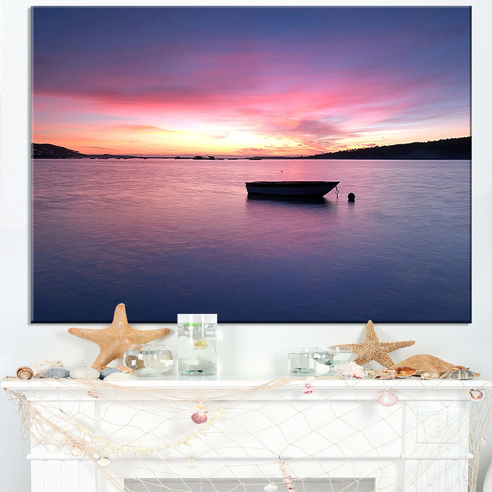 "Lagoa De Albufeira Seascape Portugal" Contemporary Seascape Art Canvas, 32"x16"