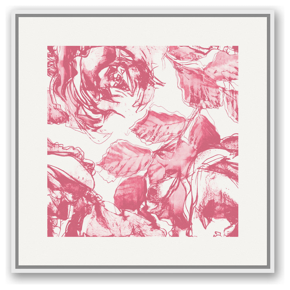 "Pink Florals" White Floating Framed Canvas, 30"x30"