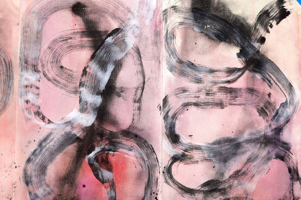 Pink black abstract minimal artwork