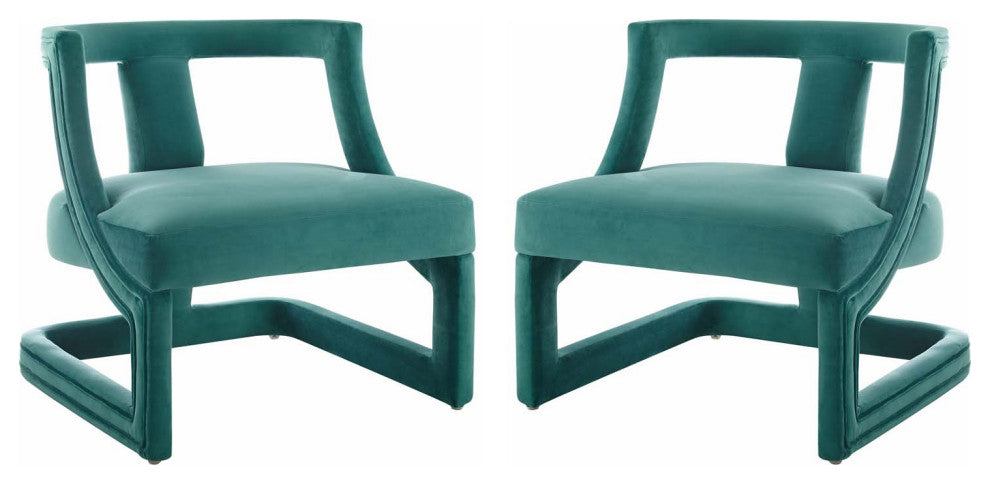 Armchair Accent Chair, Set of 2, Velvet, Teal Blue, Modern, Lounge Hospitality