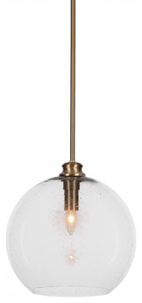 Kimbro 1-Light Stem Hung Pendant, New Age Brass/Clear Bubble
