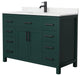 48"SGL Bathroom Vanity Green, Carrara Cult. Marble Countertop, Sink, Black Trim