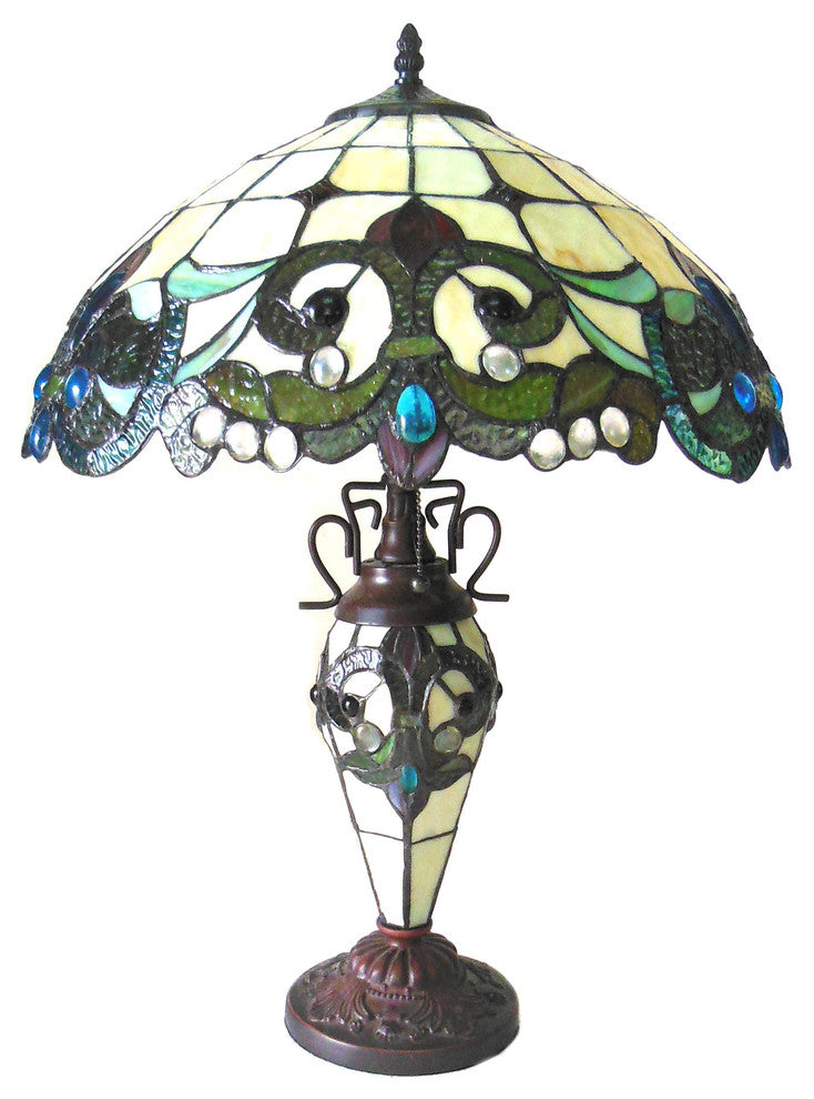 Dulce 3-Light Victorian Double Lit Table Lamp 18" Shade