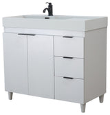 39" Single Sink Vanity, French Gray With Light Gray Composite Granite Top