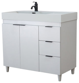 39" Single Sink Vanity, French Gray With Light Gray Composite Granite Top