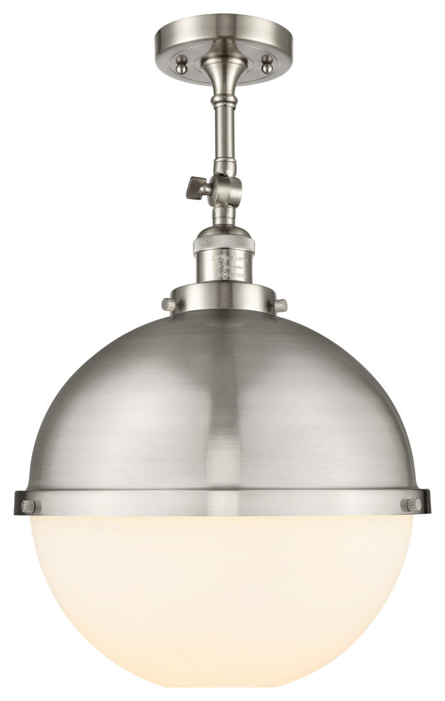INNOVATIONS 201F-SN-HFS-121-SN-LED 1-Light Semi-Flush Mount Brushed Satin Nickel