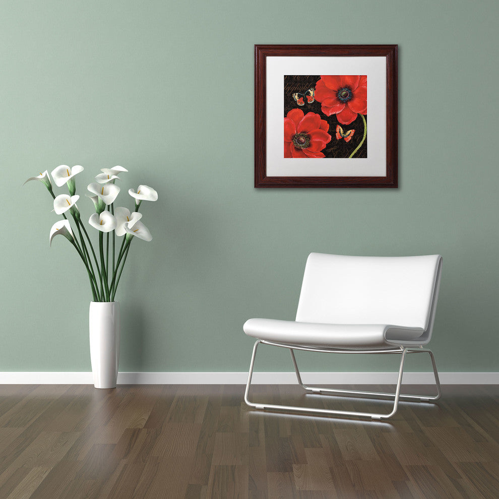 'Petals and Wings III' Matted Framed Canvas Art by Daphne Brissonnet