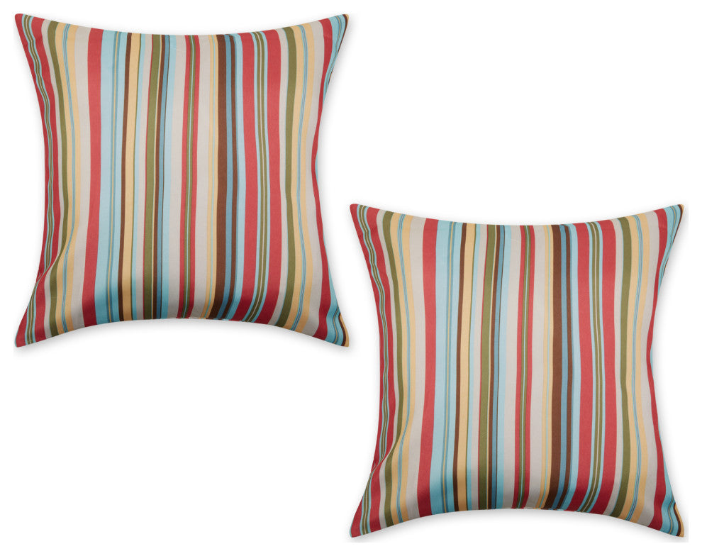 Summer Stripe Outdoor Pillow Cover 18x18 (Set of 2)