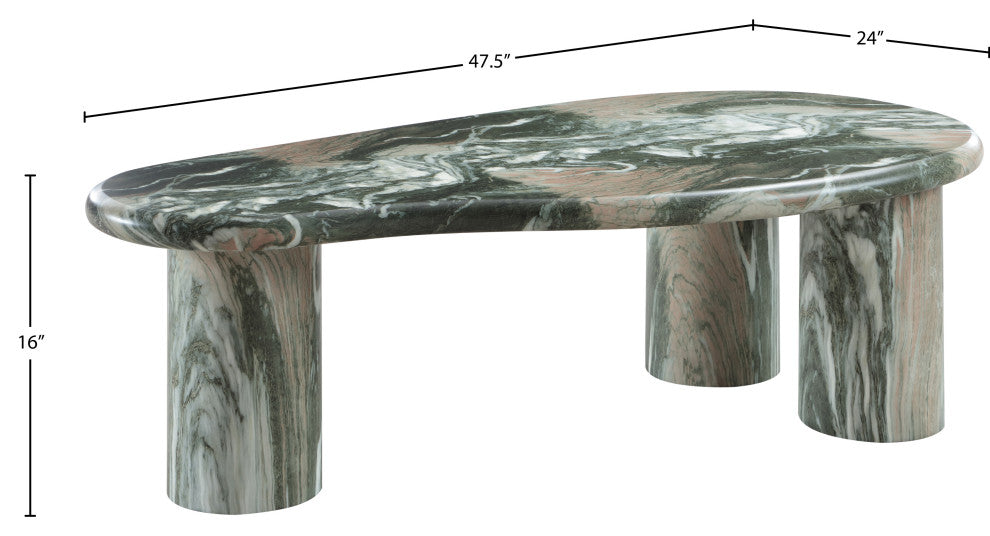 Sassari Finished Concrete Indoor/Outdoor Coffee Table, Green Finish