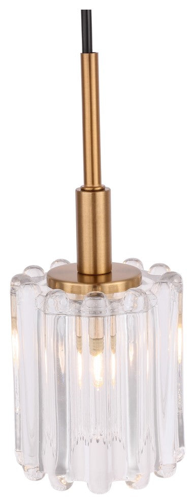Woodbridge Lighting Candice 3-light Glass Cluster Pendant in Swizzle Stick/Brass